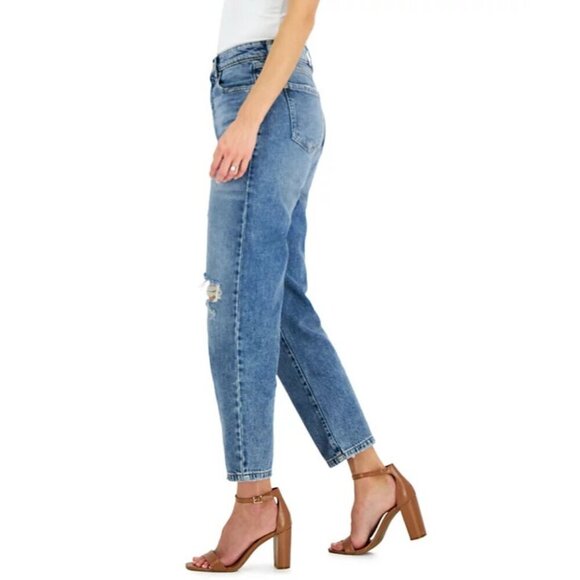 INC International Concepts Womens Size 10 High Rise Ripped Mom Jeans Dark Indigo - Picture 3 of 11